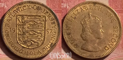 Джерси 1/4 шиллинга 1957 года, KM# 22, 061l-144