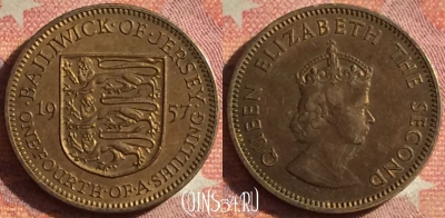 Джерси 1/4 шиллинга 1957 года, KM# 22, 138i-127