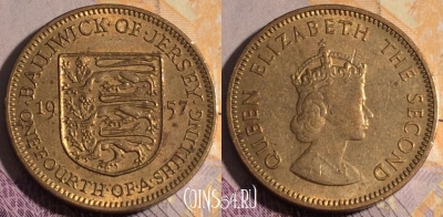 Джерси 1/4 шиллинга 1957 года, KM# 22, 185a-024
