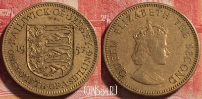 Джерси 1/4 шиллинга 1957 года, KM# 22, 256-046