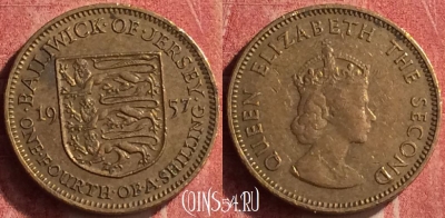 Джерси 1/4 шиллинга 1957 года, KM# 22, 376n-048