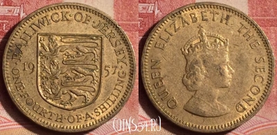 Джерси 1/4 шиллинга 1957 года, KM# 22, 393-125