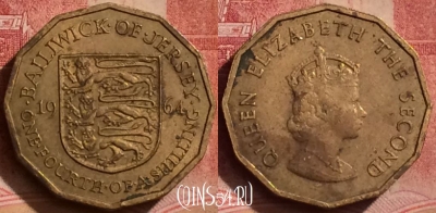 Джерси 1/4 шиллинга 1964 года, KM# 25, 061l-014