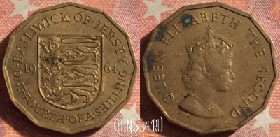 Джерси 1/4 шиллинга 1964 года, KM# 25, 129i-141