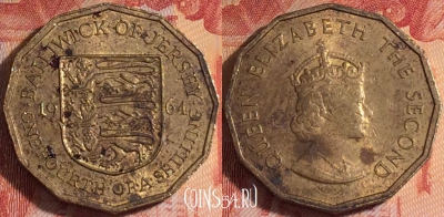 Джерси 1/4 шиллинга 1964 года, KM# 25, 155a-035