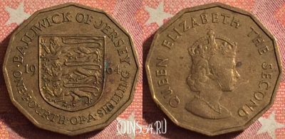 Джерси 1/4 шиллинга 1964 года, KM# 25, 377-058