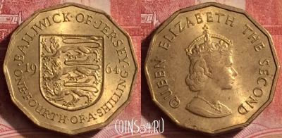 Джерси 1/4 шиллинга 1964 года, KM# 25, 390-142