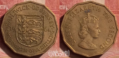 Джерси 1/4 шиллинга 1964 года, KM# 25, 394-064
