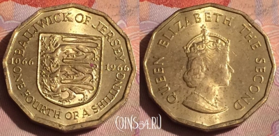 Джерси 1/4 шиллинга 1966 года, KM# 27, 286c-052
