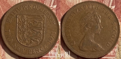 Джерси 2 новых пенса 1971 года, KM# 31, 055p-117