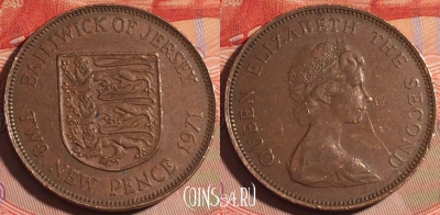 Джерси 2 новых пенса 1971 года, KM# 31, 195a-053