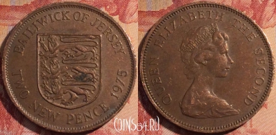 Джерси 2 новых пенса 1975 года, KM# 31, 158b-110