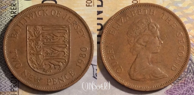 Джерси 2 новых пенса 1980 года, KM# 31, 154-095
