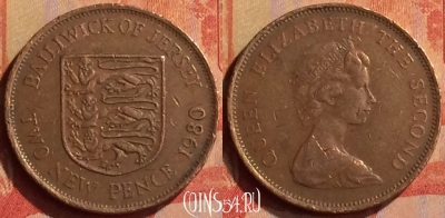 Джерси 2 новых пенса 1980 года, KM# 31, 325n-060