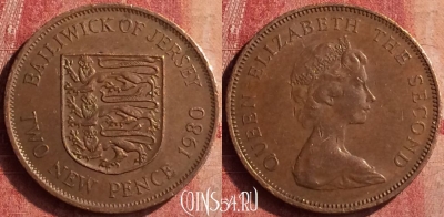 Джерси 2 новых пенса 1980 года, KM# 31, 401-054