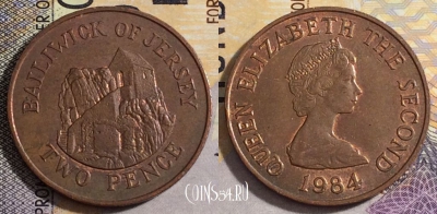 Джерси 2 пенса 1984 года, KM# 55, 154-096