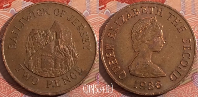 Джерси 2 пенса 1986 года, KM# 55, a135-077