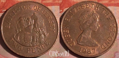 Джерси 2 пенса 1987 года, KM# 55, 115b-136