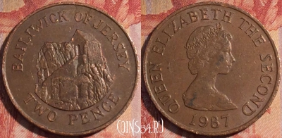 Джерси 2 пенса 1987 года, KM# 55, 157a-110