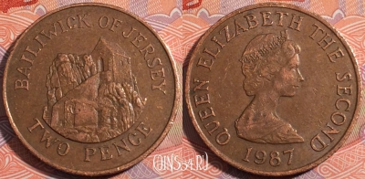 Джерси 2 пенса 1987 года, KM# 55, 181-070