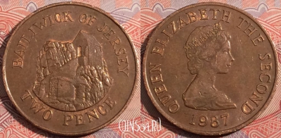 Джерси 2 пенса 1987 года, KM# 55, b080-109