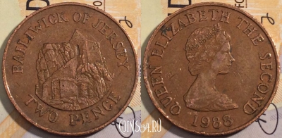 Джерси 2 пенса 1988 года, KM# 55, 187-023