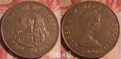 Джерси 2 пенса 1990 года, KM# 55, 155a-063