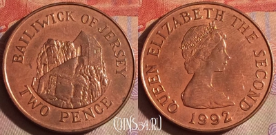 Джерси 2 пенса 1992 года, KM# 55, 080g-042