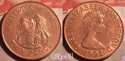 Джерси 2 пенса 1992 года, KM# 55, 105g-048