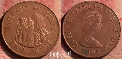 Джерси 2 пенса 1992 года, KM# 55, 106m-021