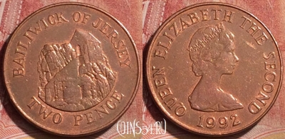 Джерси 2 пенса 1992 года, KM# 55, 187l-107