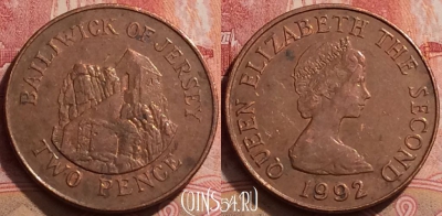 Джерси 2 пенса 1992 года, KM# 55b, 285k-095