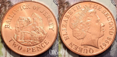 Джерси 2 пенса 1998 года, KM# 104, 135-026