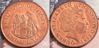 Джерси 2 пенса 1998 года, KM# 104, a082-092