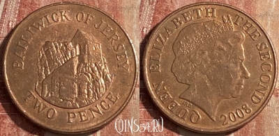 Джерси 2 пенса 2008 года, KM# 104, 140r-006