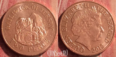 Джерси 2 пенса 2012 года, KM# 104, 375n-087