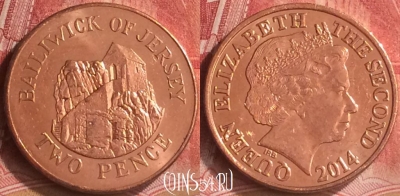 Джерси 2 пенса 2014 года, KM# 104, 181m-053