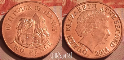 Джерси 2 пенса 2014 года, KM# 104, 369k-124