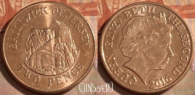Джерси 2 пенса 2016 года, KM# 104, 107r-009 ♛