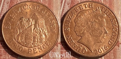 Джерси 2 пенса 2016 года, KM# 104, 126r-065