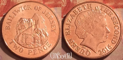 Джерси 2 пенса 2016 года, KM# 104, 373k-109