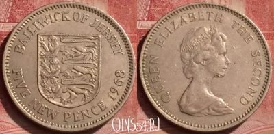 Джерси 5 новых пенсов 1968 года, KM# 32, 060l-087