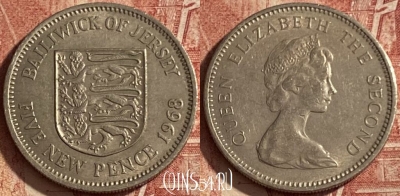 Джерси 5 новых пенсов 1968 года, KM# 32, 089q-129 ♛