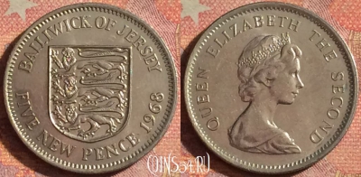 Джерси 5 новых пенсов 1968 года, KM# 32, 140i-108