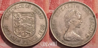 Джерси 5 новых пенсов 1968 года, KM# 32, 253-024