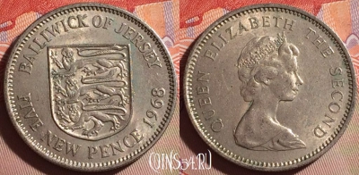 Джерси 5 новых пенсов 1968 года, KM# 32, 275f-090