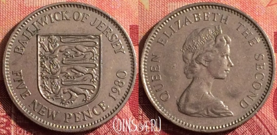 Джерси 5 новых пенсов 1980 года, KM# 32, 278i-108