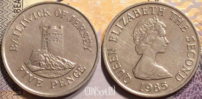 Джерси 5 пенсов 1985 года, KM# 56.1, 140-062