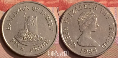 Джерси 5 пенсов 1985 года, KM# 56.1, 448-105