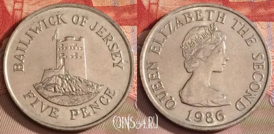 Джерси 5 пенсов 1986 года, KM# 56.1, 282b-053
